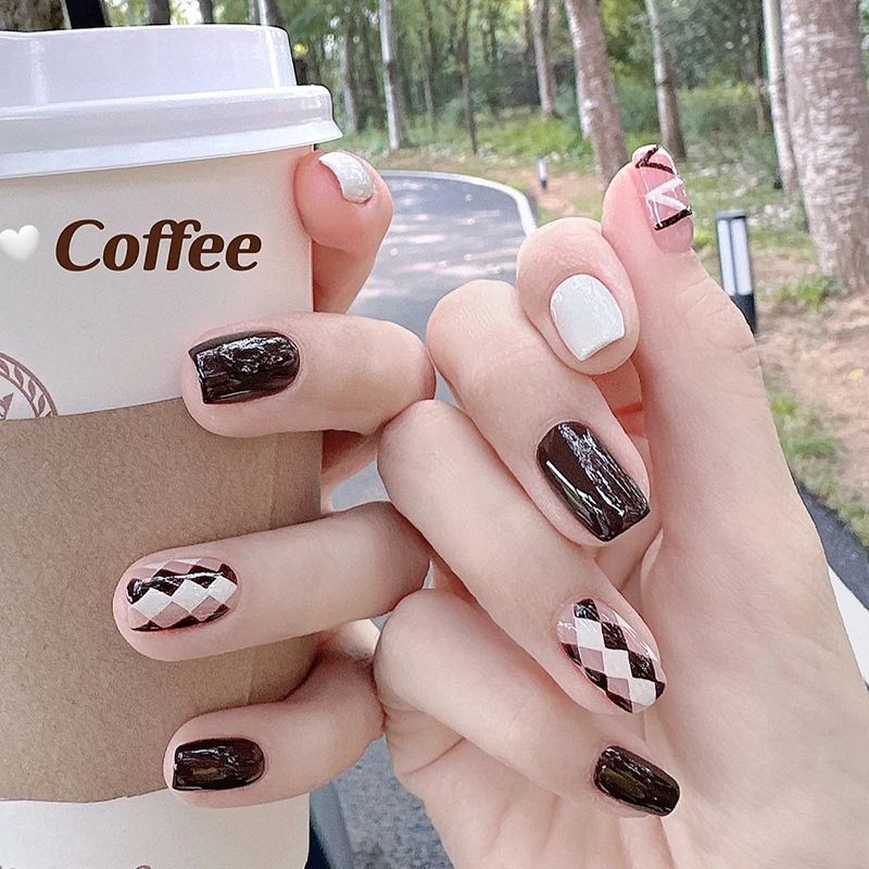 Ms.Miemie 24pcs Fake Nails Reusable Stick On Nails Press on Full Cover False Nail Tips with Jelly Stickers Makeup Accessorise