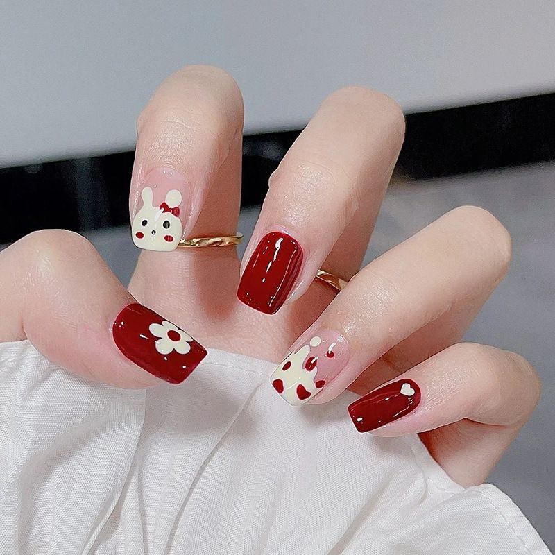Ms.Miemie 24pcs Fake Nails Reusable Stick On Nails Press on Full Cover False Nail Tips with Jelly Stickers Makeup Accessorise view 3