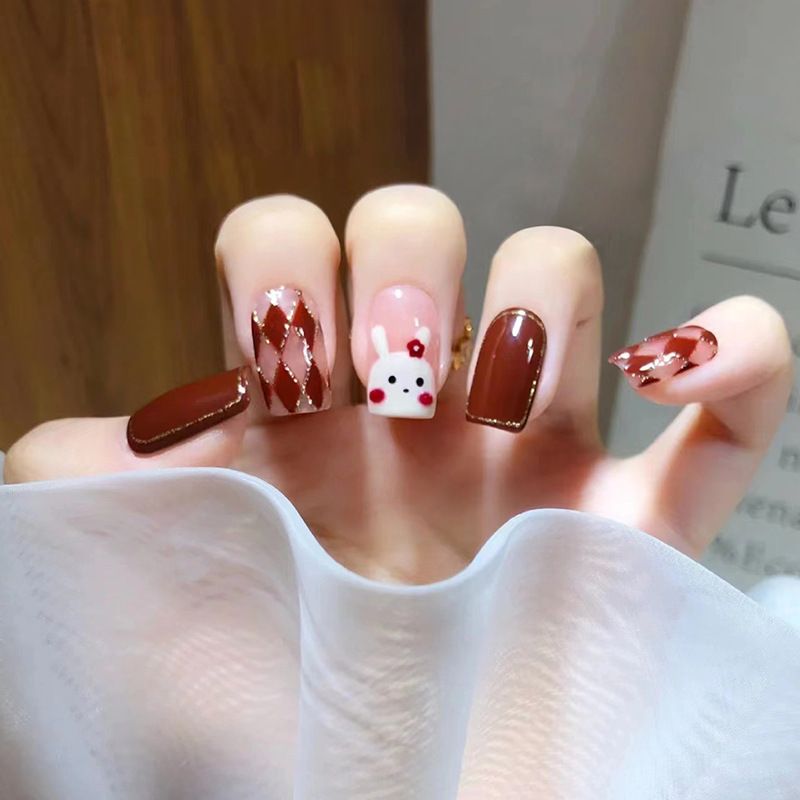 Ms.Miemie 24pcs Fake Nails Reusable Stick On Nails Press on Full Cover False Nail Tips with Jelly Stickers Makeup Accessorise view 5