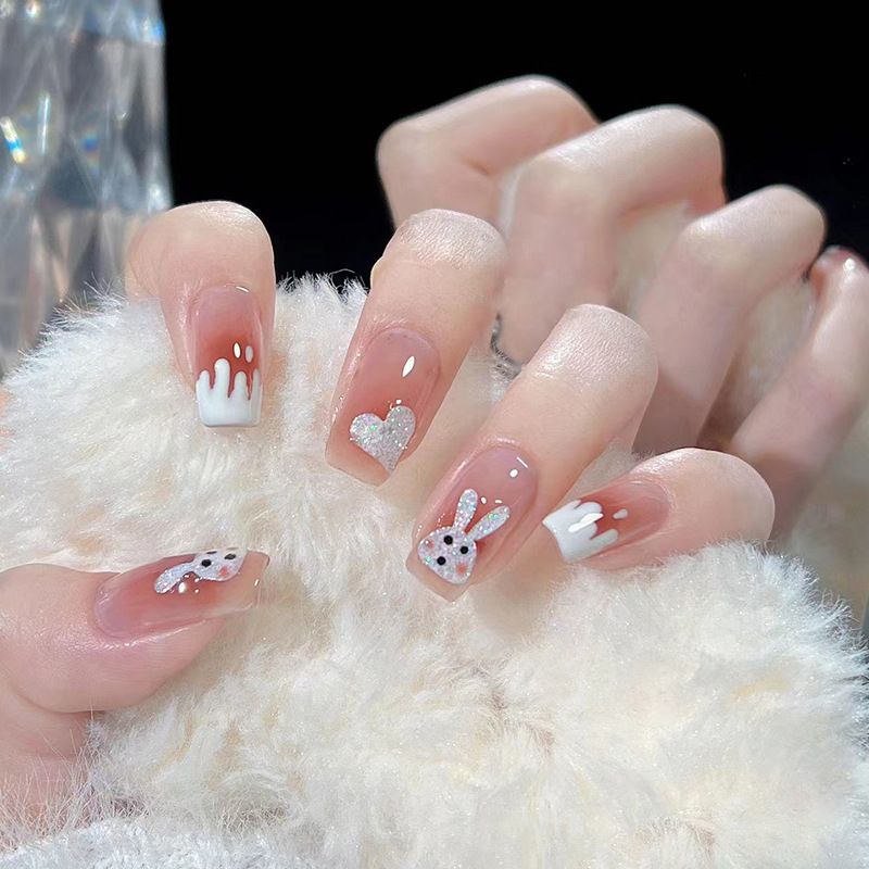 Ms.Miemie 24pcs Fake Nails Reusable Stick On Nails Press on Full Cover False Nail Tips with Jelly Stickers Makeup Accessorise view 2