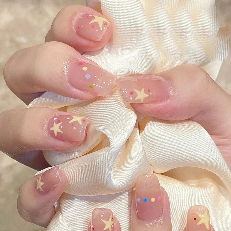 Ms.Miemie 24pcs Fake Nails Reusable Stick On Nails Press on Full Cover False Nail Tips with Jelly Stickers Makeup Accessorise view 3