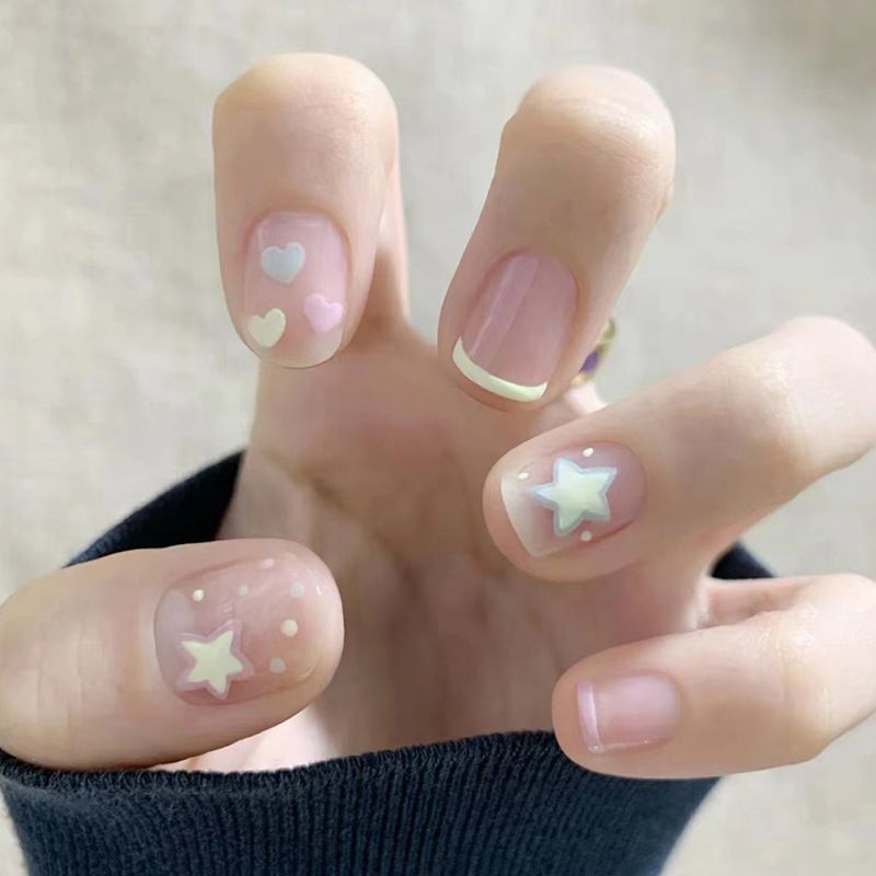 Ms.Miemie 24pcs Fake Nails Reusable Stick On Nails Press on Full Cover False Nail Tips with Jelly Stickers Makeup Accessorise view 3