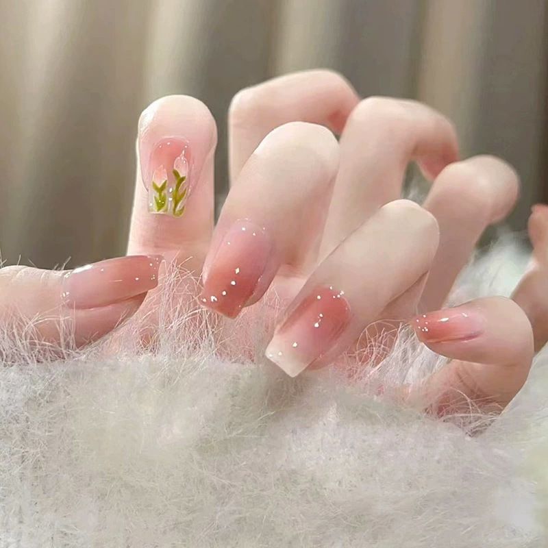 Ms.Miemie 24pcs Fake Nails Reusable Stick On Nails Press on Full Cover False Nail Tips with Jelly Stickers Makeup Accessorise view 5