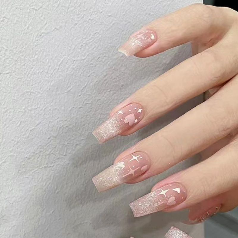 Ms.Miemie 24pcs Fake Nails Reusable Stick On Nails Press on Full Cover False Nail Tips with Jelly Stickers Makeup Accessorise view 4