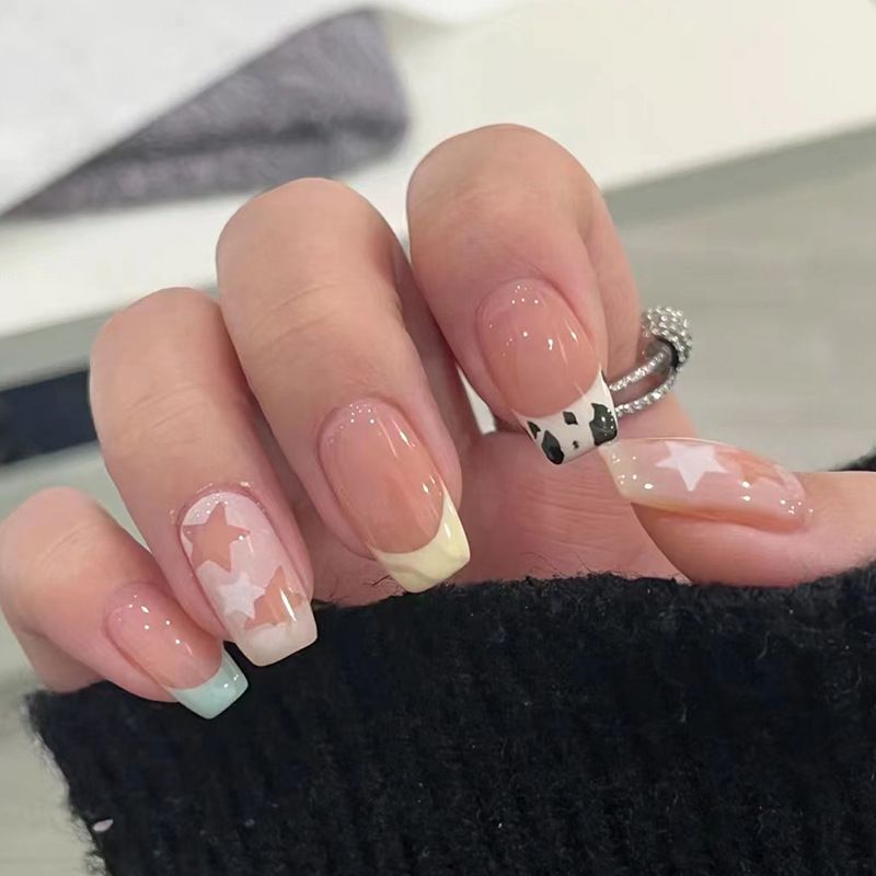 Ms.Miemie 24pcs Fake Nails Reusable Stick On Nails Press on Full Cover False Nail Tips with Jelly Stickers Makeup Accessorise view 2
