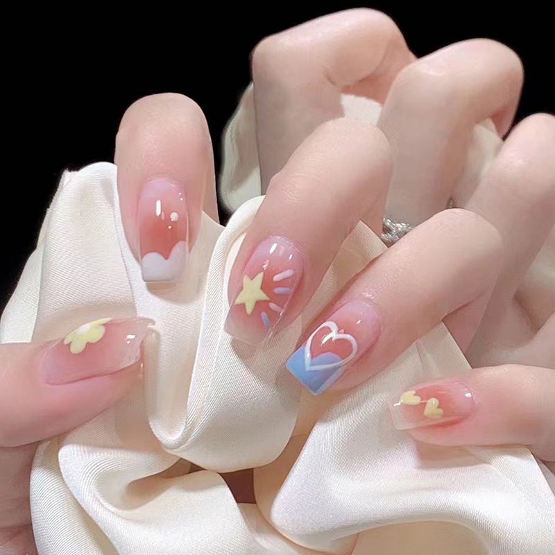 Ms.Miemie 24pcs Fake Nails Reusable Stick On Nails Press on Full Cover False Nail Tips with Jelly Stickers Makeup Accessorise view 3