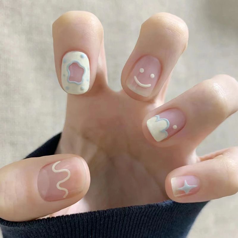 Ms.Miemie 24pcs Fake Nails Reusable Stick On Nails Press on Full Cover False Nail Tips with Jelly Stickers Makeup Accessorise view 4