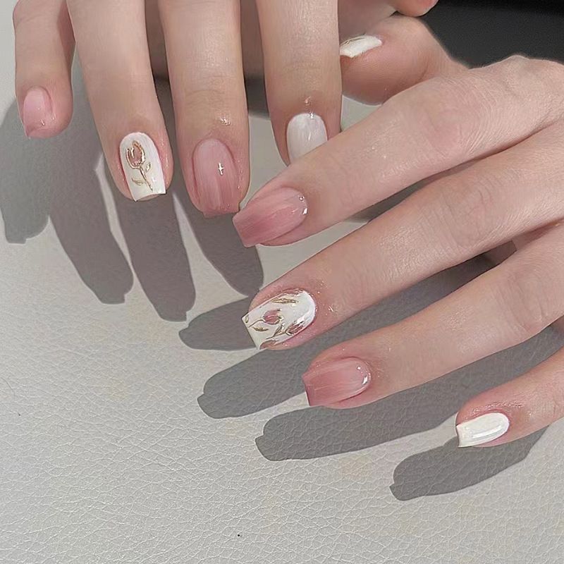 Ms.Miemie 24pcs Fake Nails Reusable Stick On Nails Press on Full Cover False Nail Tips with Jelly Stickers Makeup Accessorise view 2
