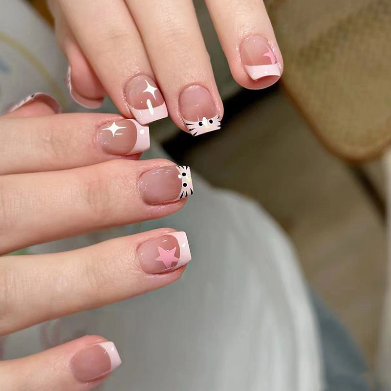 Ms.Miemie 24pcs Fake Nails Reusable Stick On Nails Press on Full Cover False Nail Tips with Jelly Stickers Makeup Accessorise view 4