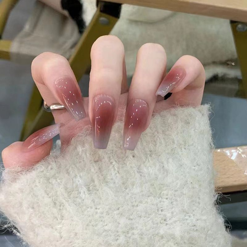 Ms.Miemie 24pcs Fake Nails Reusable Stick On Nails Press on Full Cover False Nail Tips with Jelly Stickers Makeup Accessorise view 2