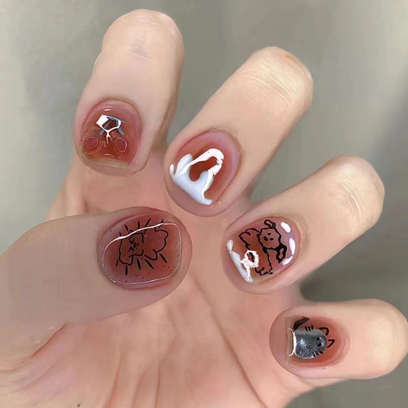 Ms.Miemie 24pcs Fake Nails Reusable Stick On Nails Press on Full Cover False Nail Tips with Jelly Stickers Makeup Accessorise view 3