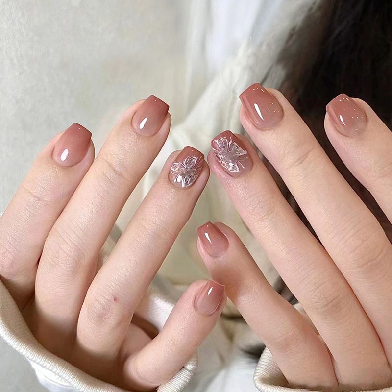 Ms.Miemie 24pcs Fake Nails Reusable Stick On Nails Press on Full Cover False Nail Tips with Jelly Stickers Makeup Accessorise view 5