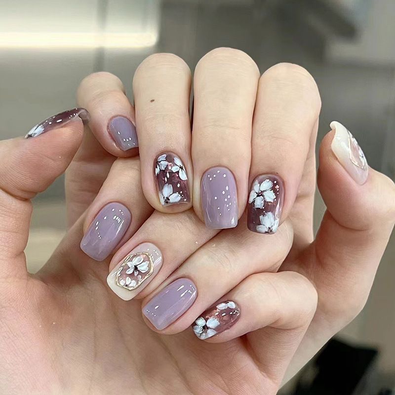 Ms.Miemie 24pcs Fake Nails Reusable Stick On Nails Press on Full Cover False Nail Tips with Jelly Stickers Makeup Accessorise view 2