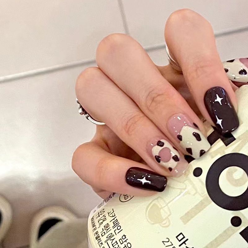 Ms.Miemie 24pcs Fake Nails Reusable Stick On Nails Press on Full Cover False Nail Tips with Jelly Stickers Makeup Accessorise view 3