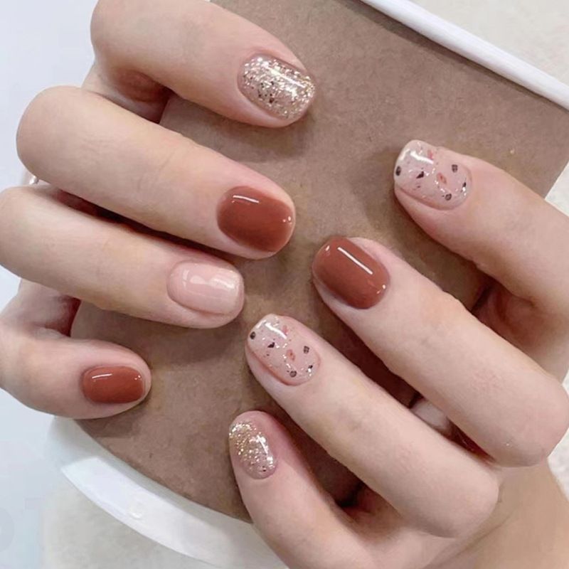 Ms.Miemie 24pcs Fake Nails Reusable Stick On Nails Press on Full Cover False Nail Tips with Jelly Stickers Makeup Accessorise view 5