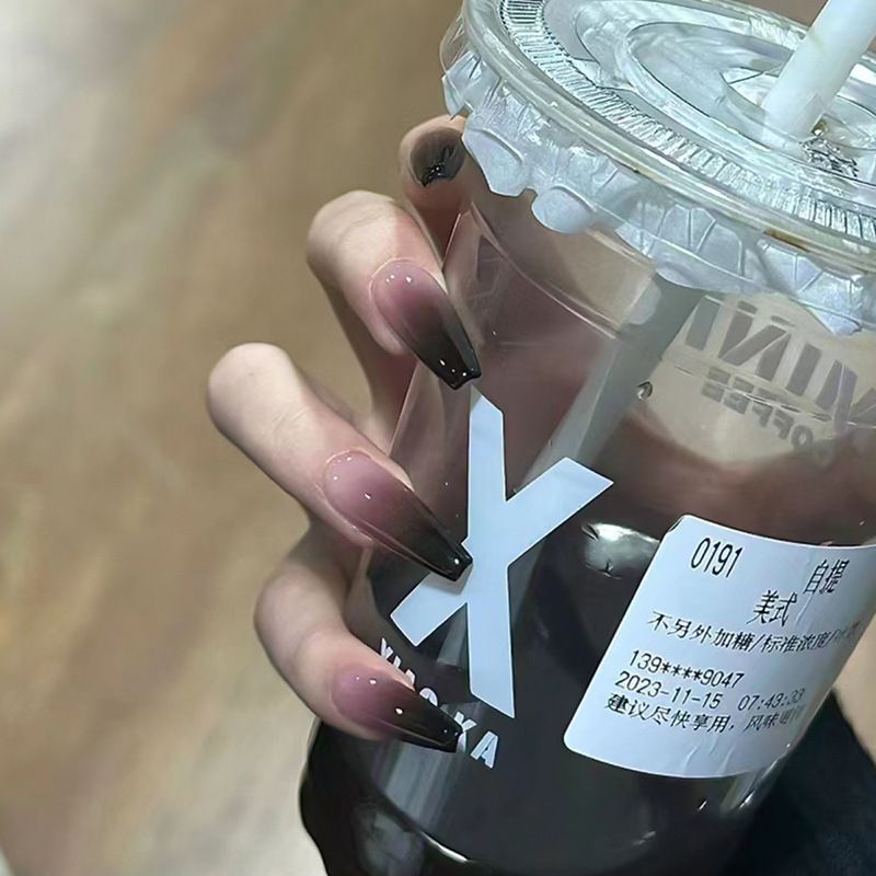 Ms.Miemie 24pcs Fake Nails Reusable Stick On Nails Press on Full Cover False Nail Tips with Jelly Stickers Makeup Accessorise