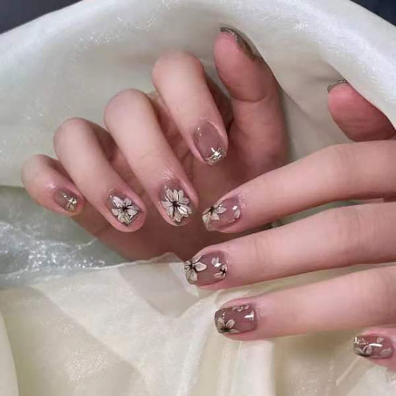 Ms.Miemie 24pcs Fake Nails Reusable Stick On Nails Press on Full Cover False Nail Tips with Jelly Stickers Makeup Accessorise view 2