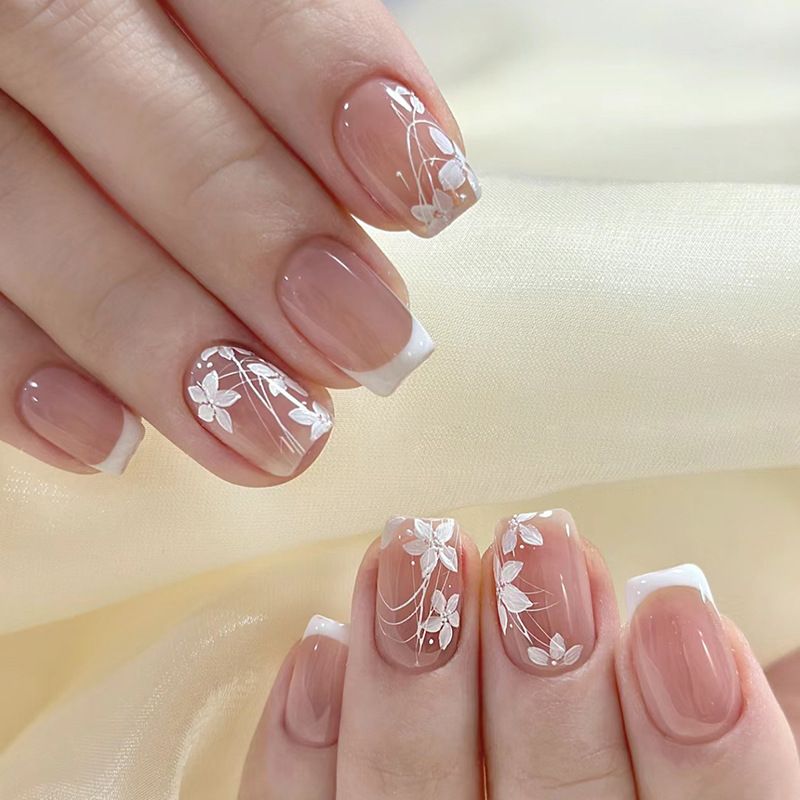 Ms.Miemie 24pcs Fake Nails Reusable Stick On Nails Press on Full Cover False Nail Tips with Jelly Stickers Makeup Accessorise view 5
