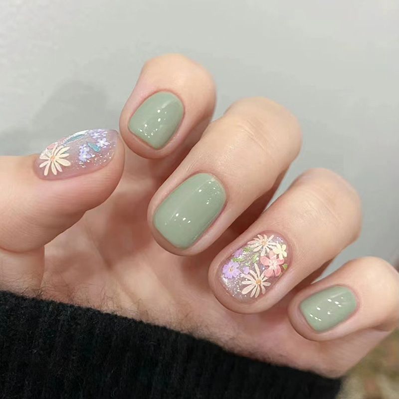 Ms.Miemie 24pcs Fake Nails Reusable Stick On Nails Press on Full Cover False Nail Tips with Jelly Stickers Makeup Accessorise view 3