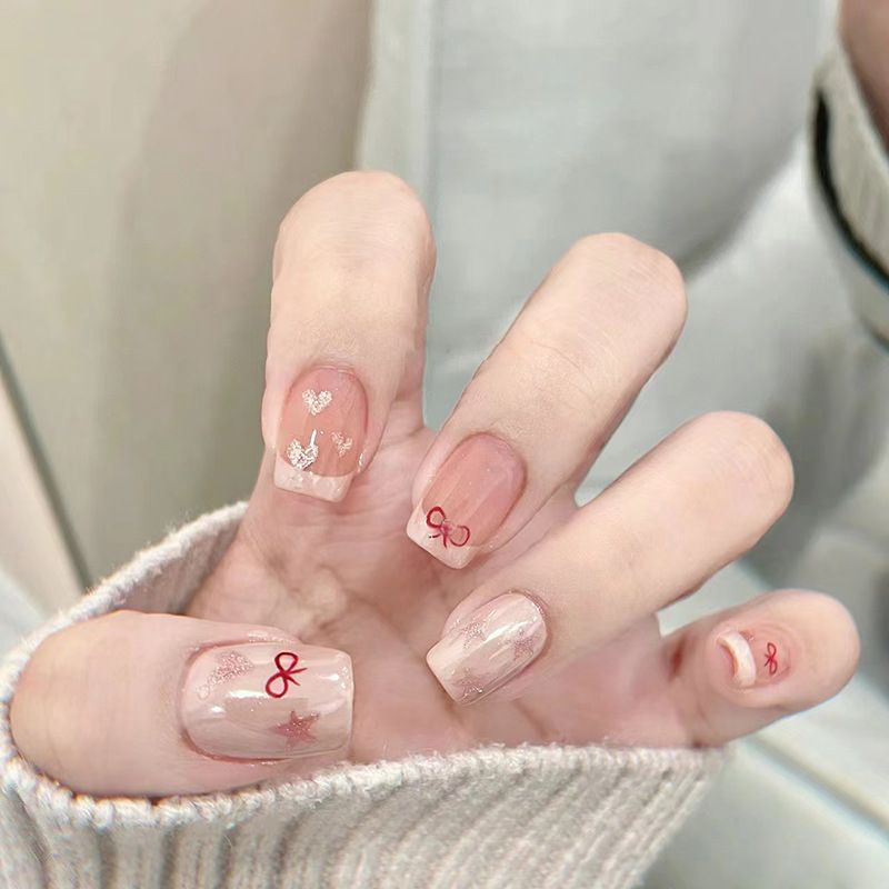 Ms.Miemie 24pcs Fake Nails Reusable Stick On Nails Press on Full Cover False Nail Tips with Jelly Stickers Makeup Accessorise view 2