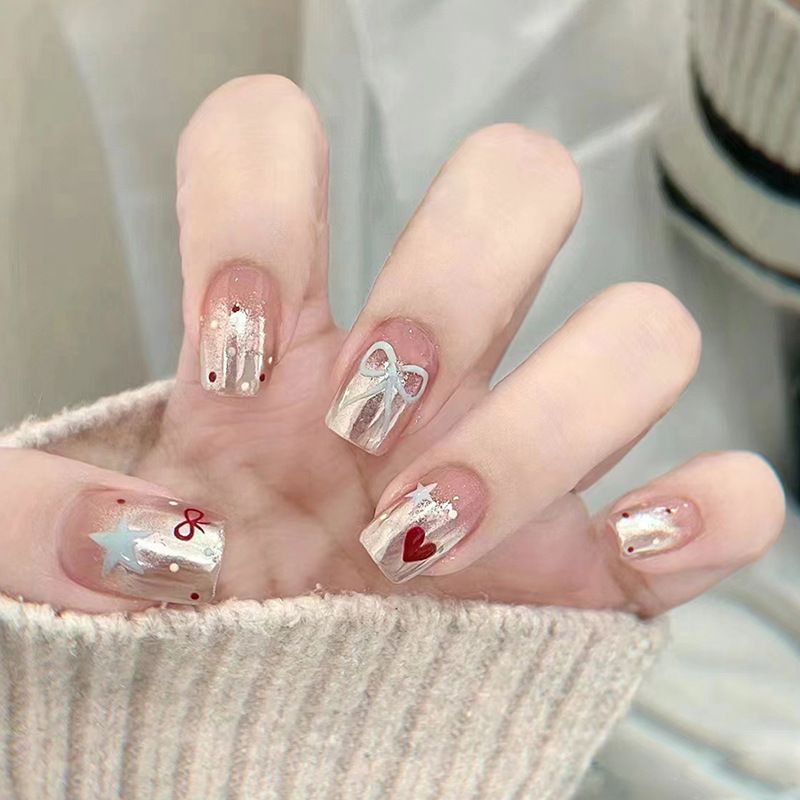 Ms.Miemie 24pcs Fake Nails Reusable Stick On Nails Press on Full Cover False Nail Tips with Jelly Stickers Makeup Accessorise view 3