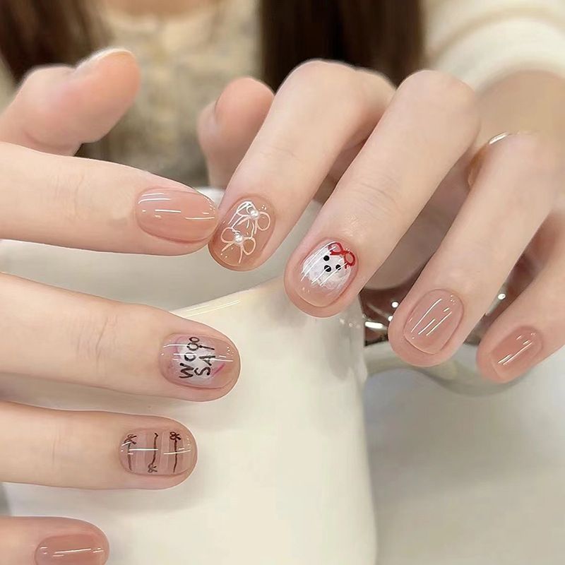 Ms.Miemie 24pcs Fake Nails Reusable Stick On Nails Press on Full Cover False Nail Tips with Jelly Stickers Makeup Accessorise view 3