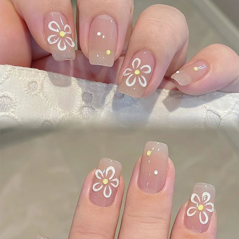 Ms.Miemie 24pcs Fake Nails Reusable Stick On Nails Press on Full Cover False Nail Tips with Jelly Stickers Makeup Accessorise view 3