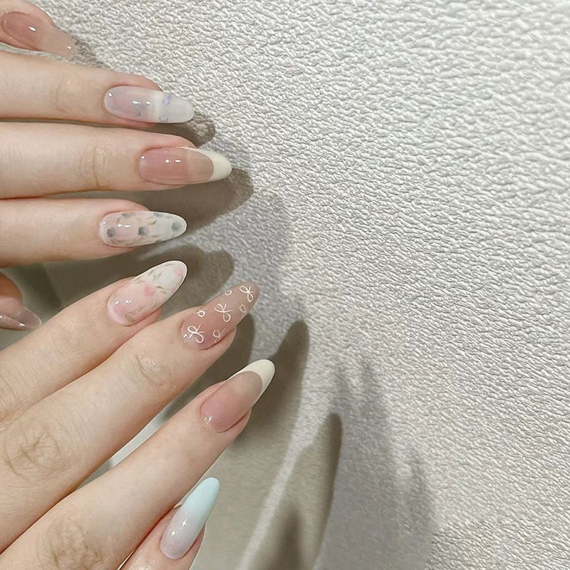 Ms.Miemie 24pcs Fake Nails Reusable Stick On Nails Press on Full Cover False Nail Tips with Jelly Stickers Makeup Accessorise view 3