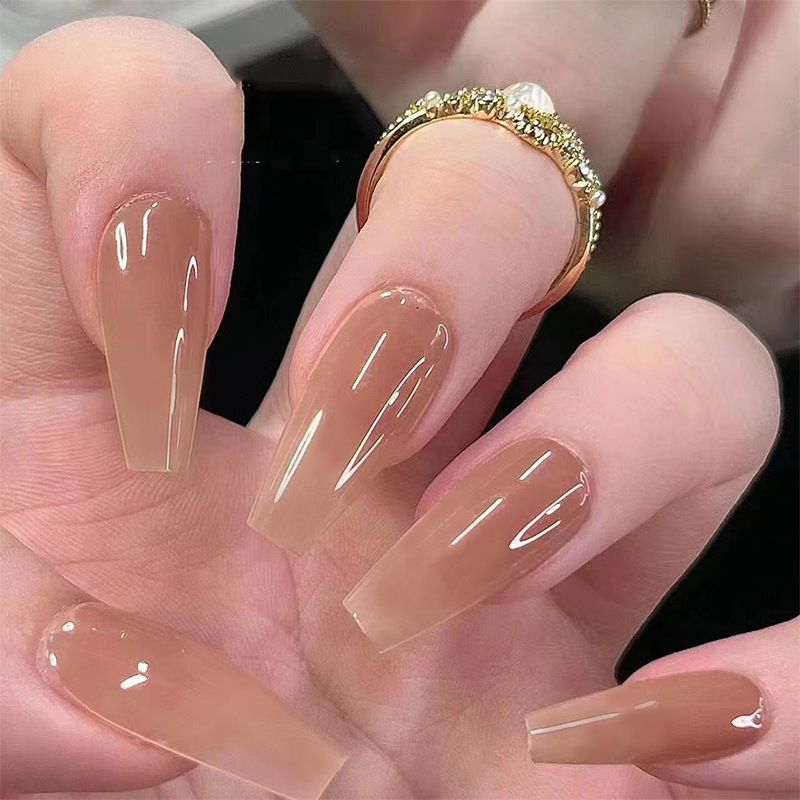 Ms.Miemie 24pcs Fake Nails Reusable Stick On Nails Press on Full Cover False Nail Tips with Jelly Stickers Makeup Accessorise view 4
