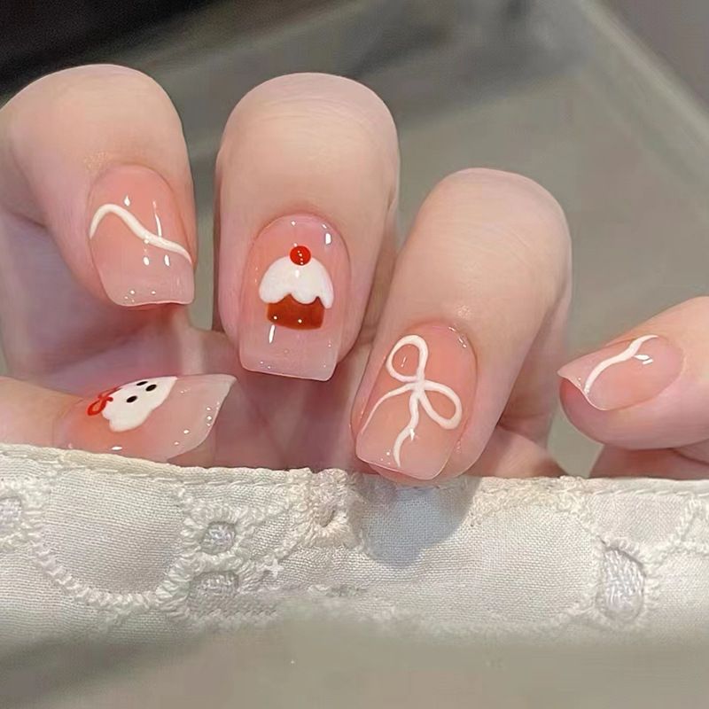 Ms.Miemie 24pcs Fake Nails Reusable Stick On Nails Press on Full Cover False Nail Tips with Jelly Stickers Makeup Accessorise view 3