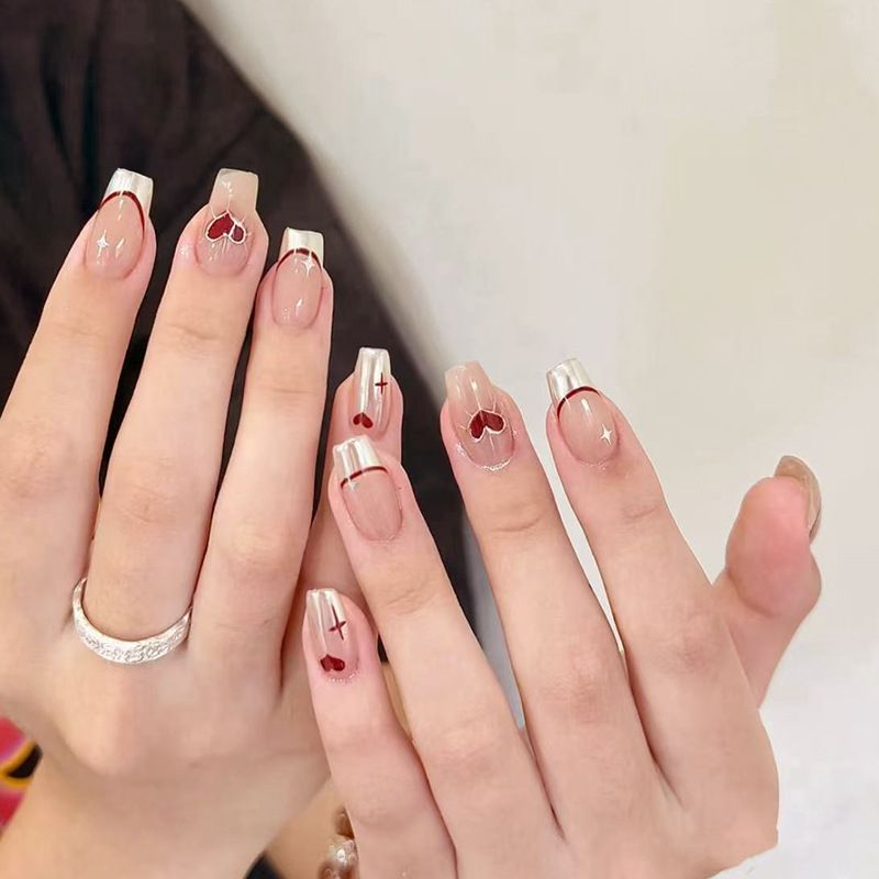Ms.Miemie 24pcs Fake Nails Reusable Stick On Nails Press on Full Cover False Nail Tips with Jelly Stickers Makeup Accessorise view 2