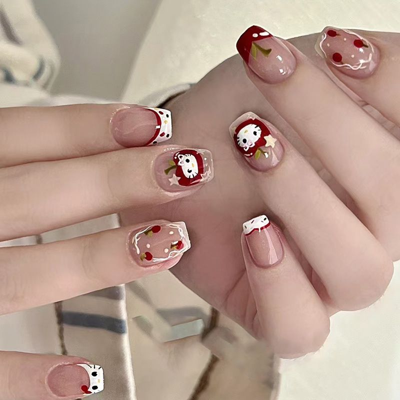 Ms.Miemie 24pcs Fake Nails Reusable Stick On Nails Press on Full Cover False Nail Tips with Jelly Stickers Makeup Accessorise view 2