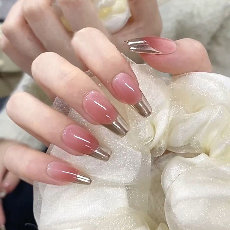 Ms.Miemie 24pcs Fake Nails Reusable Stick On Nails Press on Full Cover False Nail Tips with Jelly Stickers Makeup Accessorise view 5
