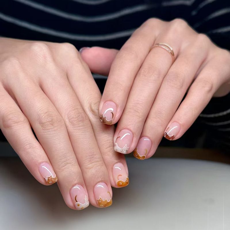 Ms.Miemie 24pcs Fake Nails Reusable Stick On Nails Press on Full Cover False Nail Tips with Jelly Stickers Makeup Accessorise view 4