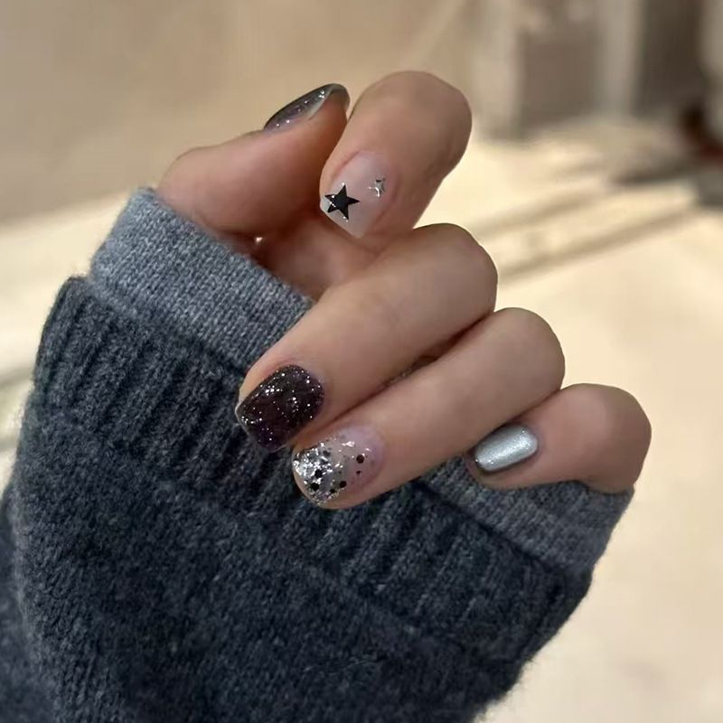 Ms.Miemie 24pcs Fake Nails Reusable Stick On Nails Press on Full Cover False Nail Tips with Jelly Stickers Makeup Accessorise view 2