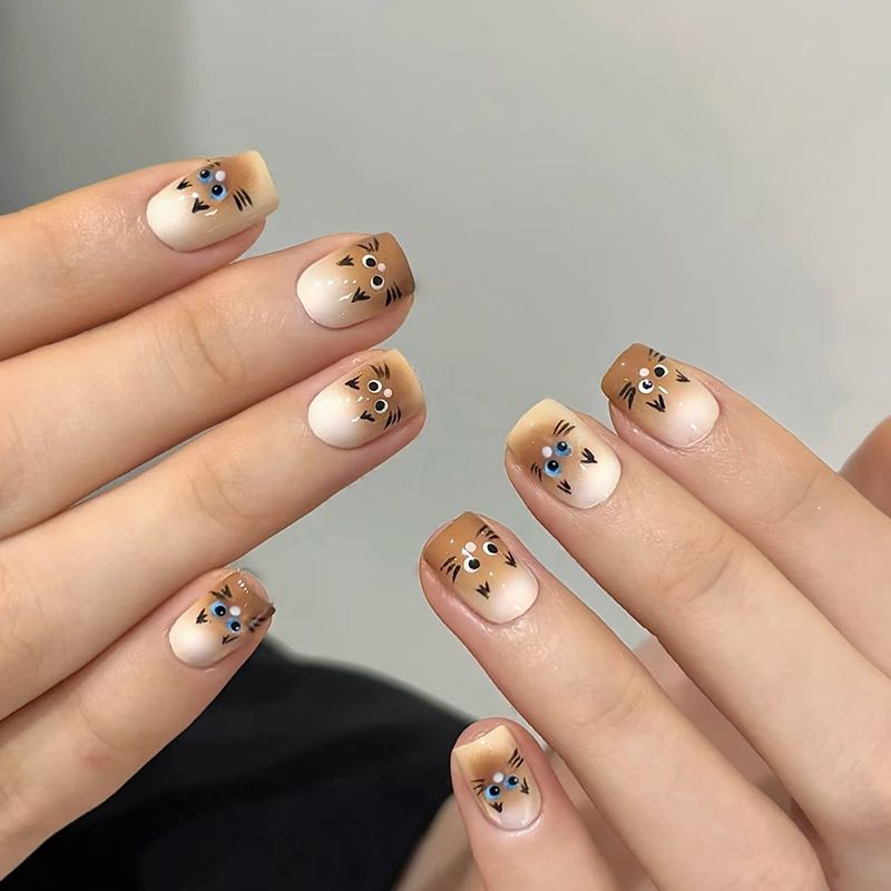 Ms.Miemie 24pcs Fake Nails Reusable Stick On Nails Press on Full Cover False Nail Tips with Jelly Stickers Makeup Accessorise view 5