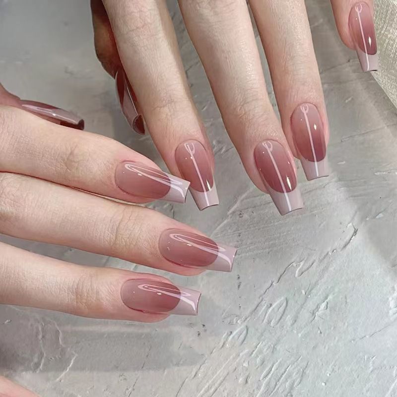 Ms.Miemie 24pcs Fake Nails Reusable Stick On Nails Press on Full Cover False Nail Tips with Jelly Stickers Makeup Accessorise view 2