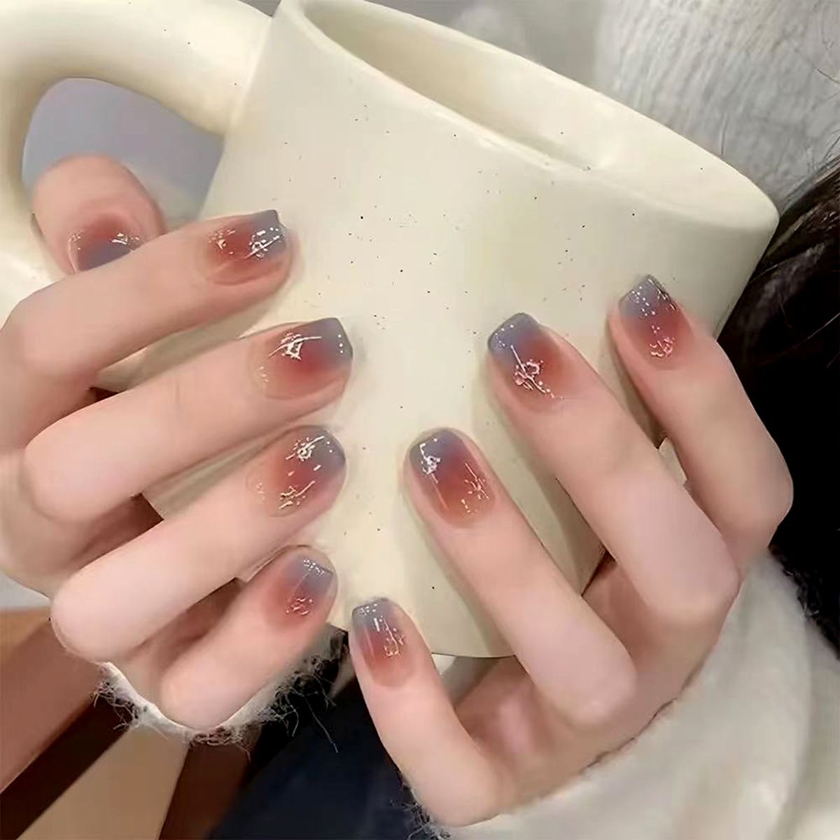 Ms.Miemie 24pcs Fake Nails Reusable Stick On Nails Press on Full Cover False Nail Tips with Jelly Stickers Makeup Accessorise view 5