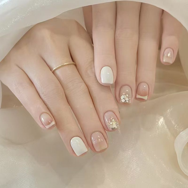 Ms.Miemie 24pcs Fake Nails Reusable Stick On Nails Press on Full Cover False Nail Tips with Jelly Stickers Makeup Accessorise view 5
