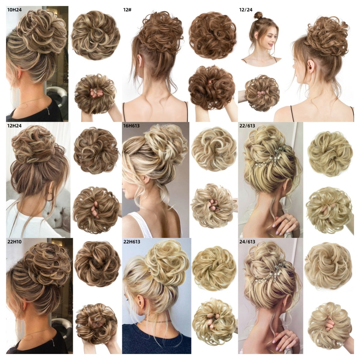 8ich Curly Messy Bun Hairpiece - Synthetic Hair Chignon Updo Extension for Women，female flower bud, meatball head, synthetic fiber, invisible, fluffy, natural long beard, wig, headband