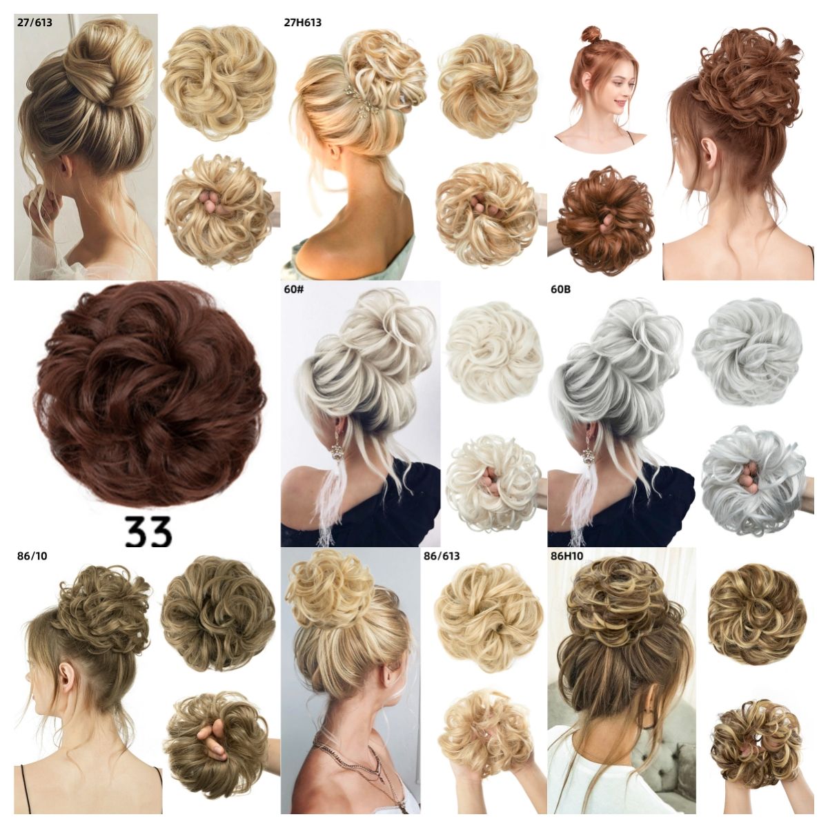 8ich Curly Messy Bun Hairpiece - Synthetic Hair Chignon Updo Extension for Women，female flower bud, meatball head, synthetic fiber, invisible, fluffy, natural long beard, wig, headband