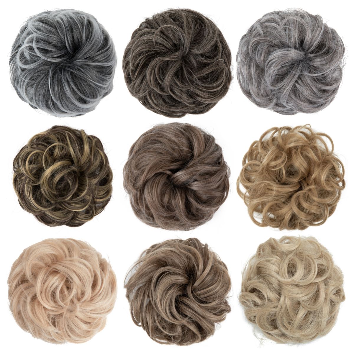 8ich Curly Messy Bun Hairpiece - Synthetic Hair Chignon Updo Extension for Women，female flower bud, meatball head, synthetic fiber, invisible, fluffy, natural long beard, wig, headband