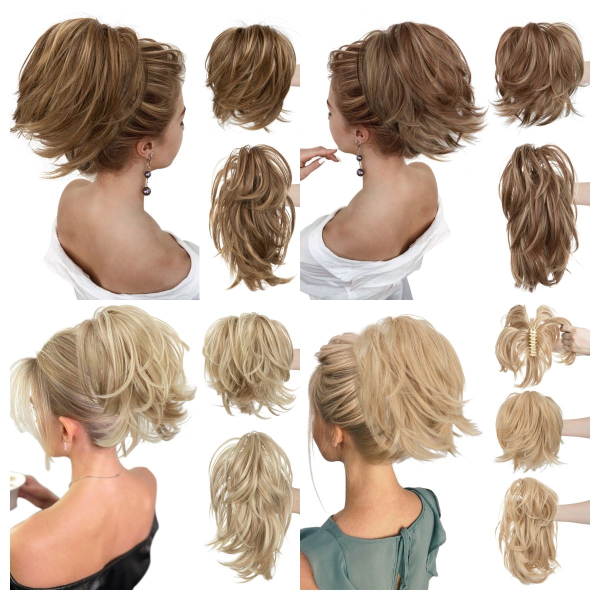 Fluffy Curly Ponytail Wig Synthetic Hair Extension Hairpiece for Women with Multiple Colors Wig, female ponytail, short style, grab clip, curly ponytail, adjustable headband, fluffy wig piece
