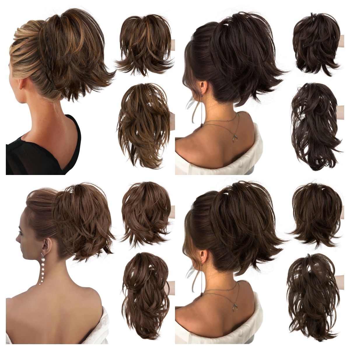 Fluffy Curly Ponytail Wig Synthetic Hair Extension Hairpiece for Women with Multiple Colors Wig, female ponytail, short style, grab clip, curly ponytail, adjustable headband, fluffy wig piece