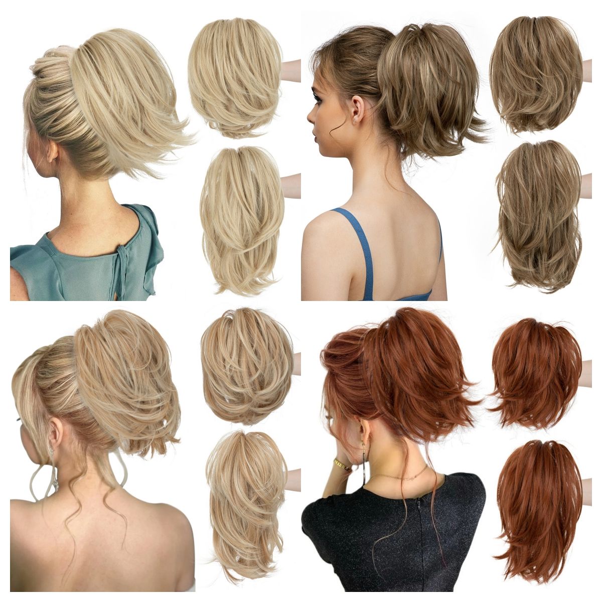 Fluffy Curly Ponytail Wig Synthetic Hair Extension Hairpiece for Women with Multiple Colors Wig, female ponytail, short style, grab clip, curly ponytail, adjustable headband, fluffy wig piece