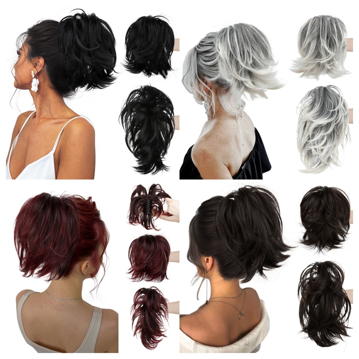 Fluffy Curly Ponytail Wig Synthetic Hair Extension Hairpiece for Women with Multiple Colors Wig, female ponytail, short style, grab clip, curly ponytail, adjustable headband, fluffy wig piece