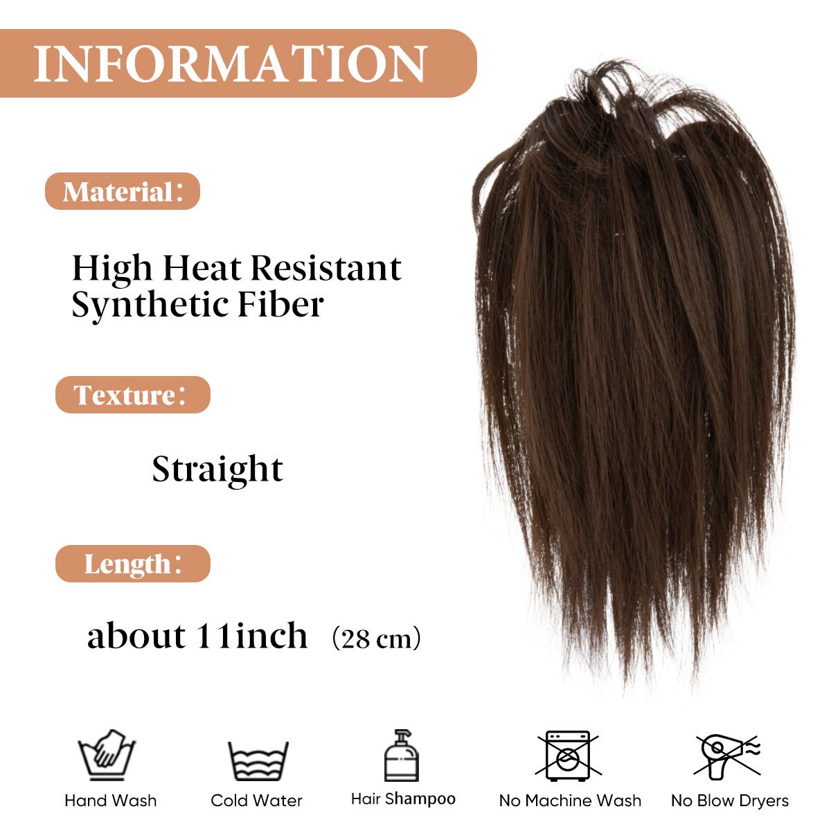 High Crown Ponytail Hair Clip for Women - Long Whisker - Style Fountains Ponytail with Claw Clip, Heat - Resistant Synthetic Hairpiece