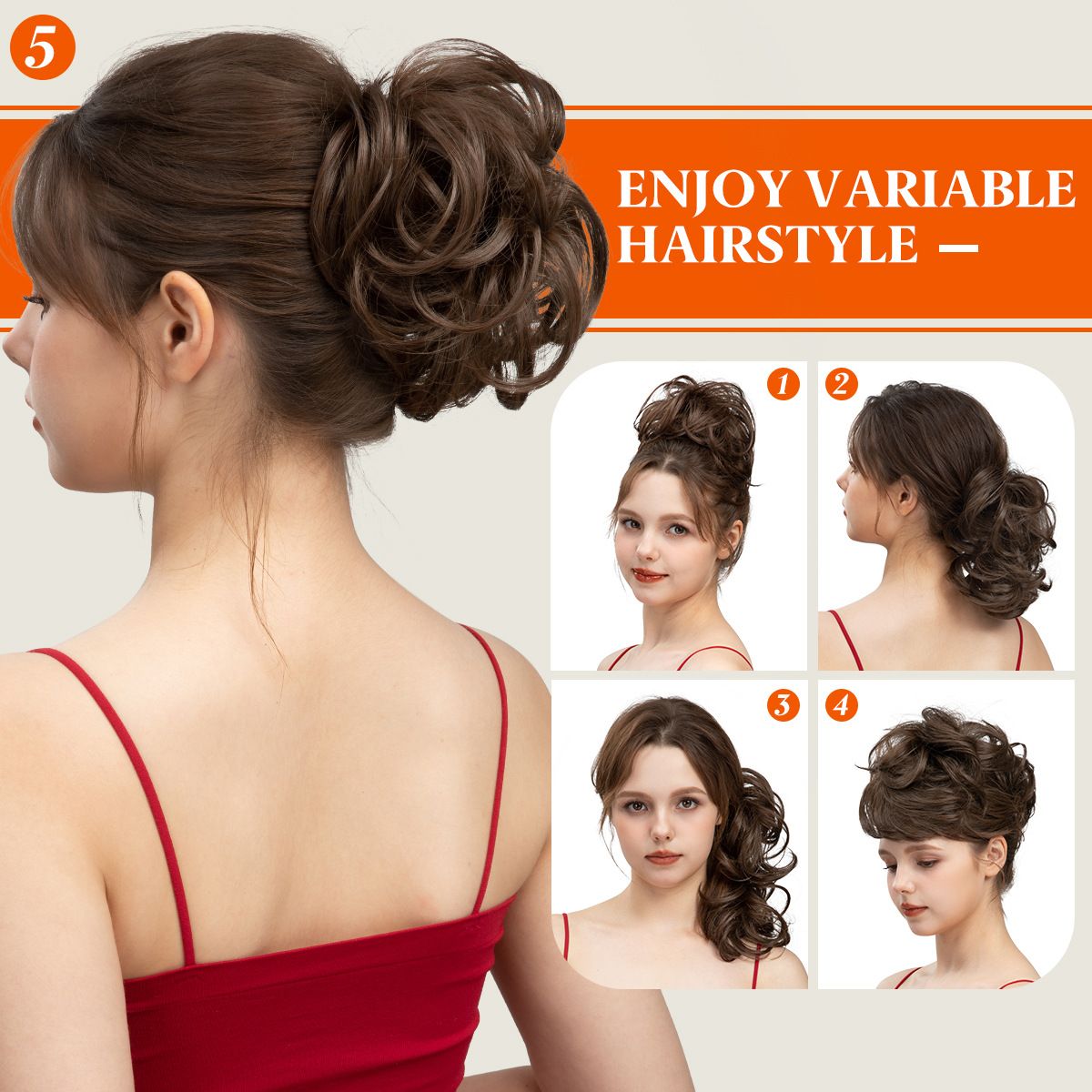 Women's Synthetic Curly Hair Bun Extension with Clip + Wavy Side Hair Pieces Set, Voluminous Messy Bun Hairpiece & Side Hair Extensions for Easy Quick Updo Styling, Hair Accessories for Daily Wear