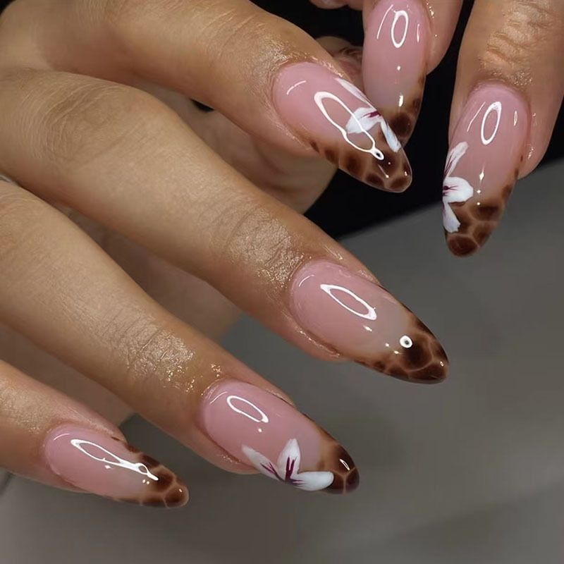 Ms.Miemie 24pcs Fake Nails Reusable Stick On Nails Press on Full Cover False Nail Tips with Jelly Stickers Makeup Accessorise