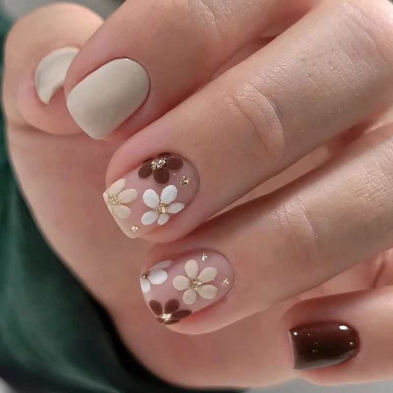 Ms.Miemie 24pcs Fake Nails Reusable Stick On Nails Press on Full Cover False Nail Tips with Jelly Stickers Makeup Accessorise